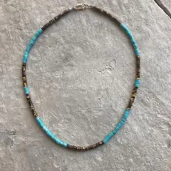 602サントドミンゴ　ヒシネックレス　天然ターコイズ　タイガーアイ