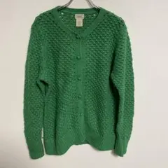 L.L.Bean グリーン ニット かぎ針カーディガン XL