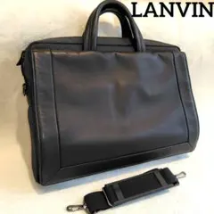 LANVIN　ビジネスバッグ　レザーナイロン　2way　2層式　黒ブリーフケースのサムネイル