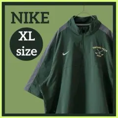 【希少品】 NIKE GOLFハーフジップシャツ ダークグリーン ゆるだぼ