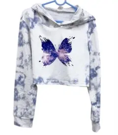 SHEIN シーイン タイダイ柄 バタフライ クロップド プルオーバー ヘソ出し
