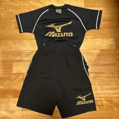 Mizuno ジャージセット 黒/金　半袖　短パン　130cm