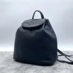 ロンシャン　リュックサック　バッグパック　レザー　ネイビー　ロゴ