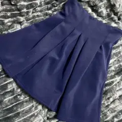 GU レディース フレア ミニスカート 無地 シンプル スカート 紺色