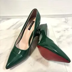 【NARUiSi】グリーン ポインテッドトゥ ハイヒール　38
