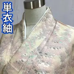 ◎KU667 単衣 紬 身丈153.5cm 夏用 広襟 着物 正絹