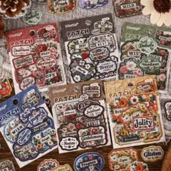 人気❗️ ラベルシール　コラージュ素材　ステッカー　シール　海外　フレークシール