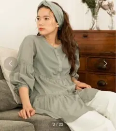 【Niko and…】2WAYティアードボイルチュニックカーキ春