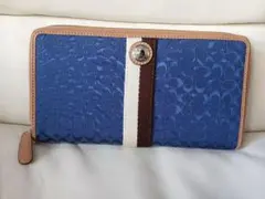 未使用　COACH　コーチ　ストライプ 　長財布　キャンバス　シグネチャー