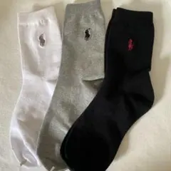 ポロラルフローレンのレディース用ソックス3足セット、新品、サイズ22~24cm
