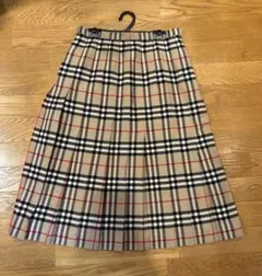 BURBERRY 膝下プリーツスカート ノバチェック ウール ヴィンテージ