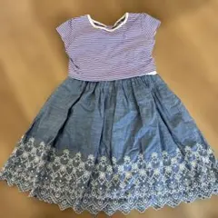 ストライプデニム半袖ワンピース　組曲　130