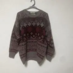 バーガンディ ウール セーター