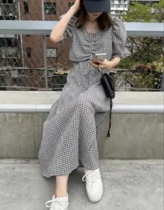 NICE CLAUPマルチウェイ しぼしぼマルチ ワンピース ギンガムチェック