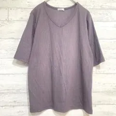 シネマクラブ リブ カットソー 【M】 プルオーバー Vネック 五分袖 シンプル