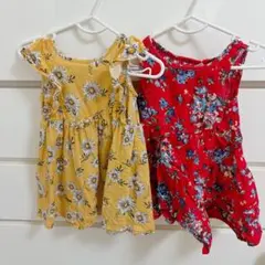 女の子　90cm ワンピース　2着　セット売り　まとめ売り　黄色　赤