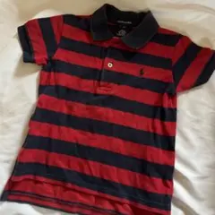 Ralph Lauren 赤紺ストライプ ポロシャツ 2T90cm