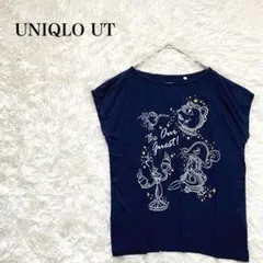 ユニクロ UT ディズニー 美女と野獣 半袖 Tシャツ コットン　ネイビー