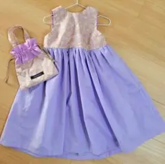 ハンドメイド　ワンピース　ギャザースカートふんわりワンピース(薄紫)