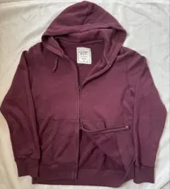 00s old UNIQLO ダブルジップパーカー　ワインレッド　短丈　Y2K