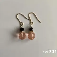 No.632 シンプル　チェコビーズ　ローズ　ピアス　イヤリング