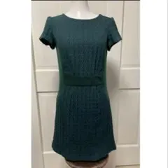 クミキョク　半袖　膝丈ワンピース　緑