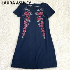 極美品✨LAURA ASHLEY ローラアシュレイ 花柄刺繍 ワンピース M 黒のサムネイル