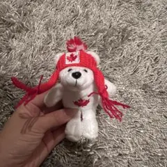 カナダ国旗デザインのクマキーホルダー