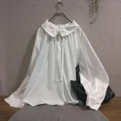 美品【green label relaxing】フリルカラー ブラウス 白 F