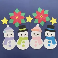 壁面飾り クリスマス 雪だるま ポインセチア