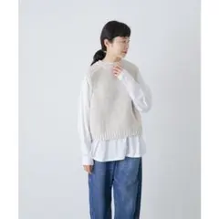 かぐれ 2WAY綿麻ニットベスト 美品 - メルカリ