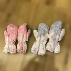 女の子用　キッズ用スキーグローブ ピンク 紫
