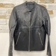 ekam風 美品羊革 LAID変形短丈 レザージャケット シングルライダース S 
