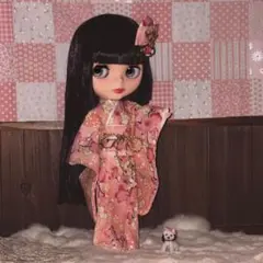 ブライスアウトフィット衣装　ブライス用　可愛い桜　着物2点セット　Blythe