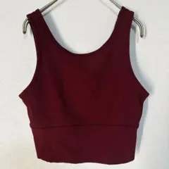 【freeサイズ】バーガンディリブ編みタンクトップ ワインレッドスポーツウェア
