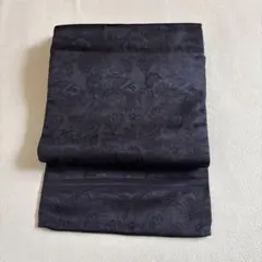 袋帯 黒地 扇面 菊 松 織り出し