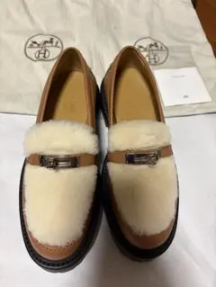 【期間限定値下げ】エルメス ローファー ブラウンレザー ファー