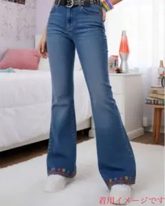 Vintage Archive y2k フレア デニム 花 刺繍 バギー パンツ