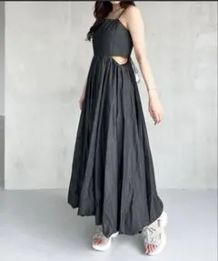 Heather カットアウトバルーンキャミワンピース ブラック