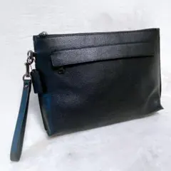 美品　COACH コーチ　クラッチバッグ　ブラック　シボ革　レザー　F28614