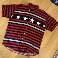 CHAPS Ralph Lauren 半袖シャツ 星柄 ボーダー Lサイズのサムネイル
