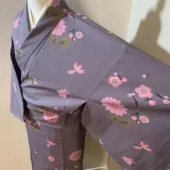 A155⭐️洗える着物　小紋　着物　袷　逸品　広襟