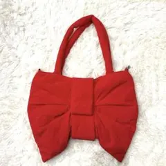 美品　2WAYナイロンリボントートバッグ　赤　キティ　トートバッグ ショルダー