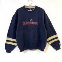 【カンゴール】トレーナー スウェット 刺繍ロゴ 裏起毛 ラインデザイン 綿混 L