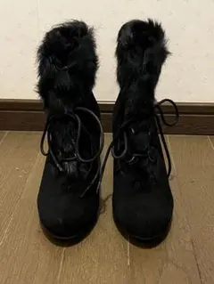 黒 スエード ファー付き ムートンブーツ（美品✨）