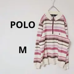 POLO ストライプ ハーフジップ セーター Mのサムネイル