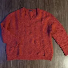 COMME CA ISM ケーブル編みニット　赤