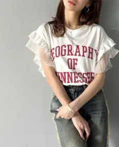 【新品未使用】　フリル付きオフホワイトTシャツ