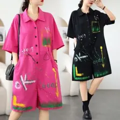 人気を獲得 五分丈 サロペット オーバーオール 気質 大きいサイズ 前ボタン