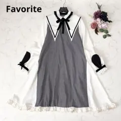 【新品タグ付】Favorite フェイバリット セーラーカラー切替ワンピースのサムネイル